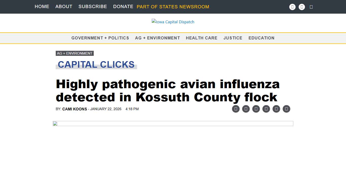 Highly pathogenic avian influenza detected in Kossuth County flock  • Iowa Capital Dispatch